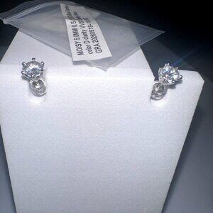 Moissanite Stud Earrings 0.5 Carat Sterling Silver
